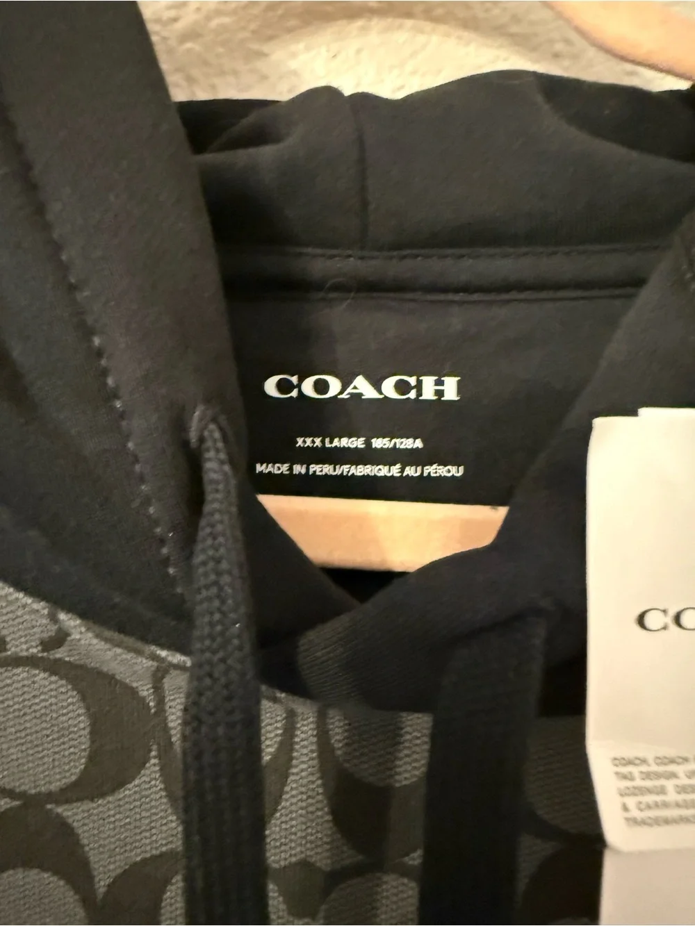 Coach Men’s Black & Gray Signature Logo Pullover Hoodie